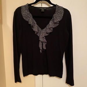 Black Leopard Print Ruffle Cardigan